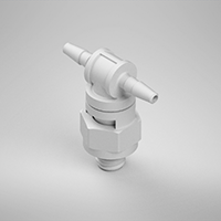 1/16 Inch (in) Tubing Inside Diameter (ID), 10-32 Swivel Tee, Natural (Opaque) Swivel Fitting with O-Ring Base Seal (F215580PP)