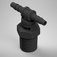 3/32 Inch (in) Tubing Inside Diameter (ID), 83 Barb, 1/8-27 Swivel Tee Fitting (F325583)