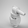 3/32 Inch (in) Tubing Inside Diameter (ID), 10-32 Swivel Elbow, Natural (Opaque) Swivel Fitting with O-Ring Base Seal (F215483PP)