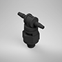 1/16 Inch (in) Tubing Inside Diameter (ID), 10-32 Swivel Tee, Black Swivel Fitting with O-Ring Base Seal (F215580)